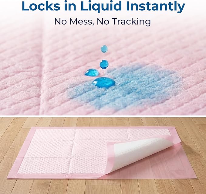 Dog Pee Pads 200 Count (Up to 100 Days) 23x23” – MoMoCo Dual Color (Pink & Blue) Super Absorbent 6-Layer Leak-Proof Puppy Training Pads, Bulk Value Pack for Multi-Pet Homes