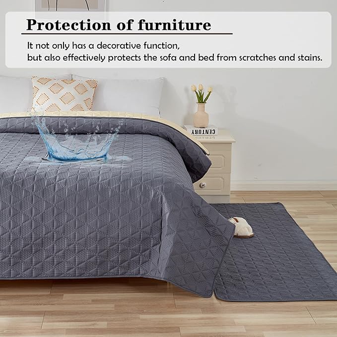 Waterproof Dog Bed Cover Pet Blanket, Soft Pet Couch Covers for Sofa Washable, Bed Couch Sofa Furniture Protector for Puppy Cat Kids (Grey,75 * 180 CM)