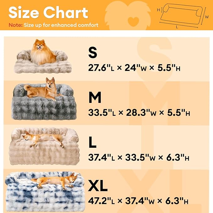 FUNNY FUZZY Pet Fluffy Fuzzy Calming Dog Couch Bed Sofa Protector Washable Pets Mat for Large Medium Small Dogs and Cats (Tie-dye Grey,37.4 × 33.46 × 6.3 in)
