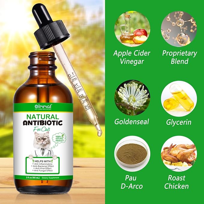 Antibiotics for Cats, Cat Antibiotics for Injections, Natural antibiotic for Cat Immune & Allergy Relief, Cough Relief, Yeast Injection, UTI Treatments, Cats Antibiotics, 60ML