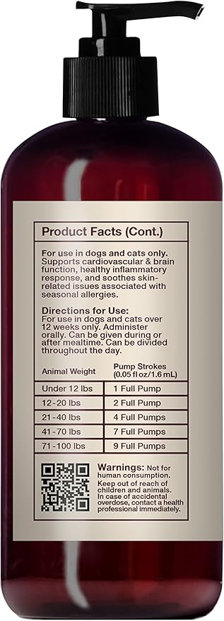 Hemp Well Thrive Oil for Dogs and Cats – Supports Hip, Joint, and Heart Health, Promotes Immune System, and Promotes Healthy Skin from Seasonal Allergies, Organically Sourced - 8 Ounces