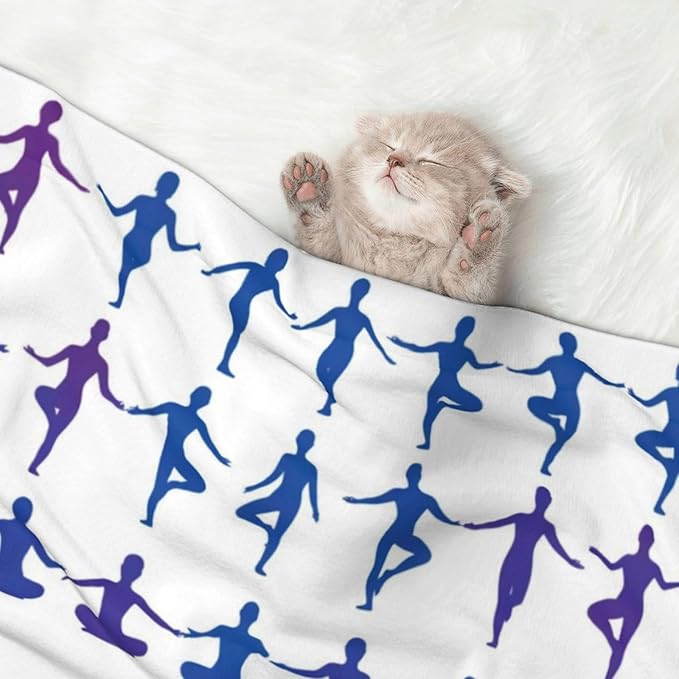 Reversible Plush Throw for Dogs and Cats, Gymnastics Game, Double Sided Blanket with Nubby Dot Side and Sleek Side Ideal for Cuddling Nesting Security