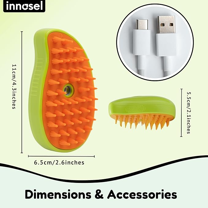 Cat Steam Brush for Shedding, Steamy Grooming Comb with Anti-Static Spray for Cats & Dogs, Gentle Defur Comb for Tangled & Loose Hair, Ergonomic Pet Mist Brush Design, Cepillo de Vapor para Gato Perro