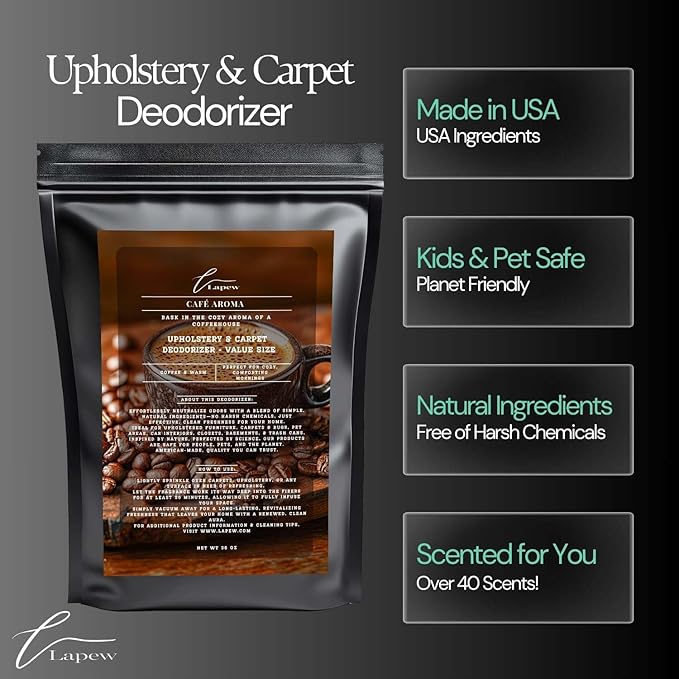 Café Aroma Carpet Freshener Powder Refill 36 oz | Powerful Odor Eliminator for Home | Upholstery Deodorizer | Carpet Deodorizer | Pet Urine | Cat Litter Box