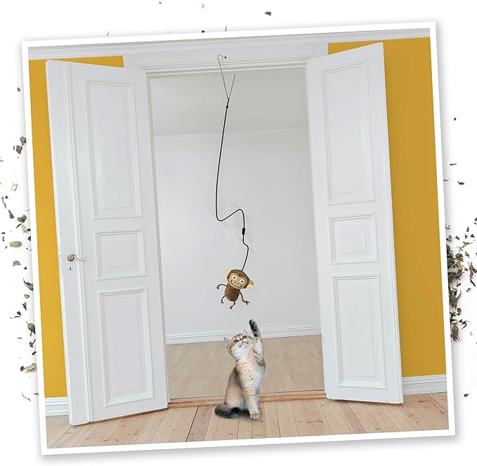 Meowijuana Jump 'n' Jamb Door Hanging Cat Toy | Funky Monkey | Refillable Interactive Catnip Toy | Promotes Play and Cat Health | Includes Potent Catnip Grown in North America
