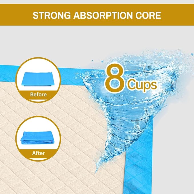 Gardner Pet Ultra Absorbent Thicker Dog Pee Pads Extra Large XL 28"x34" Leak-Proof Odor-Control Blue Puppy Training Pads Full Edge-Wrapping Pad for Dogs Dogs, Puppies, Doggie, Cats, Rabbits - 50 Ct