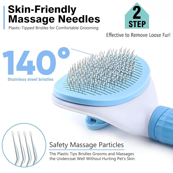 3PCS Dog Grooming Brush - Dog Brush for Shedding Massaging Bathing - Double Sided Shedding, Dematting Undercoat Rake - Self Cleaning Slicker Comb for Dogs and Cats with Long or Short Coats