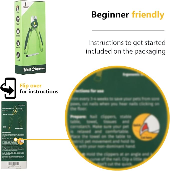 Professional-Grade Nail Clippers for Dogs Nail Trimmer with Safety Guard and Nail File - Nail Clippers for Large Dogs - Dog Nail Clipper Toenail Clippers (Green, Medium-Large (LED))