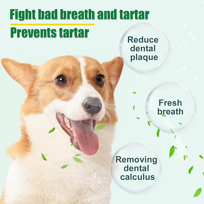 Dog Dental Powder - Dog Teeth Cleaning Powder,Pet Breath Freshener for Teeth Cleaning,Tartar Remover & Reduces Plaque & Bad Breath,Dental Care Supplies for Dogs Cat-Beef Flavor 50g