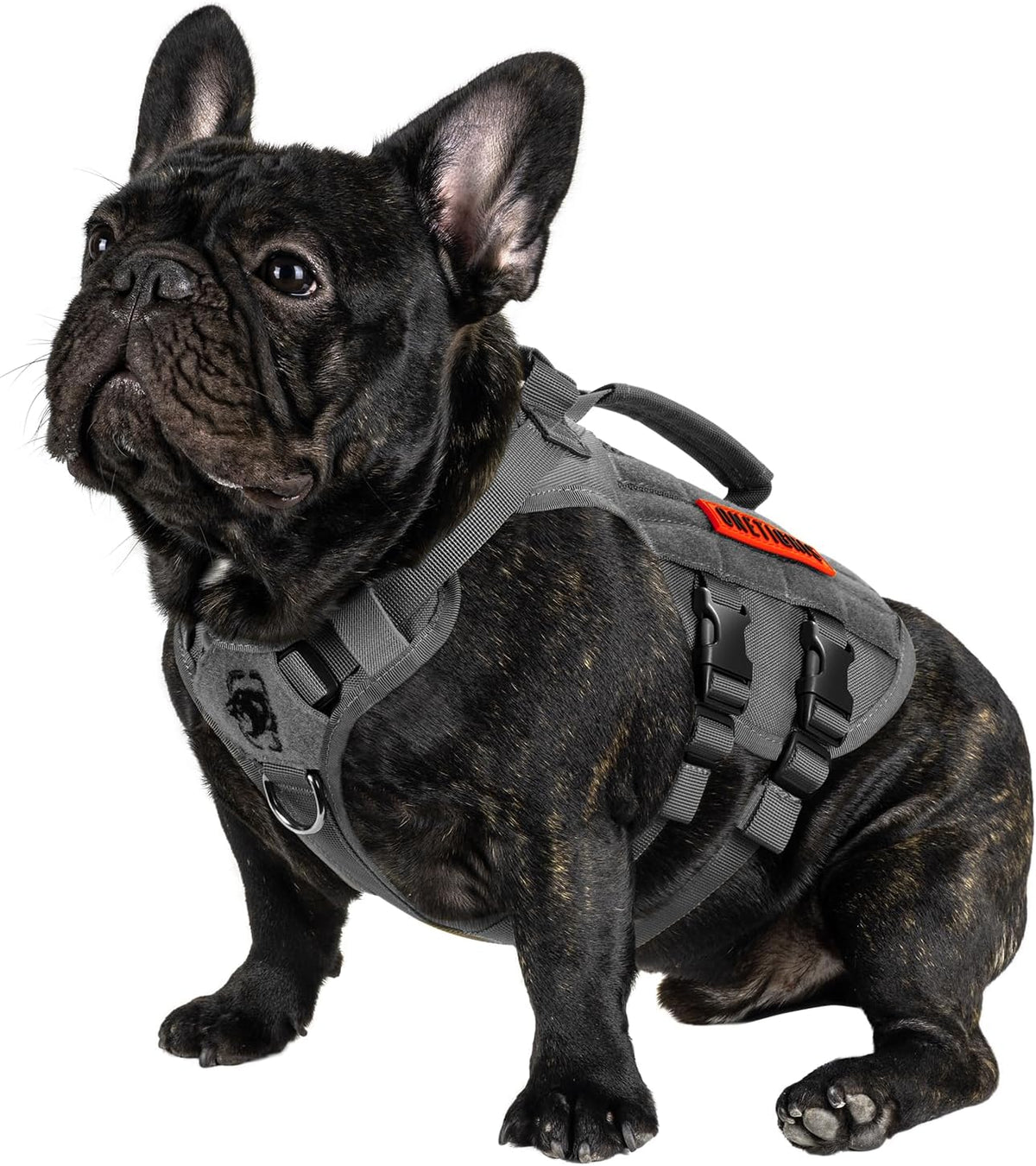 OneTigris Tactical Dog Harness for Small Dogs, No Pull Small Dog Vest Harness with Handles Breathable Military Dogs Molle Vests, Harness for Walking Hiking Training (Grey, XS)