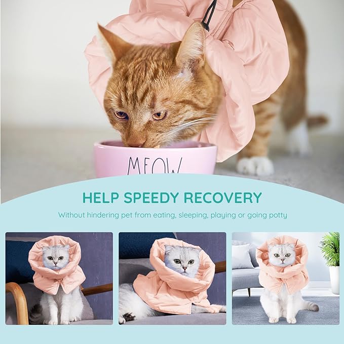 Cat Recovery Collar, Soft Adjustable Cat Cone Alternative, Lightweight Waterproof Fasteners Collars for Cats Kittens Puppies, After Surgery Stop Licking and Daily Use (Orange Pink, M(Neck7.9-13.8"))