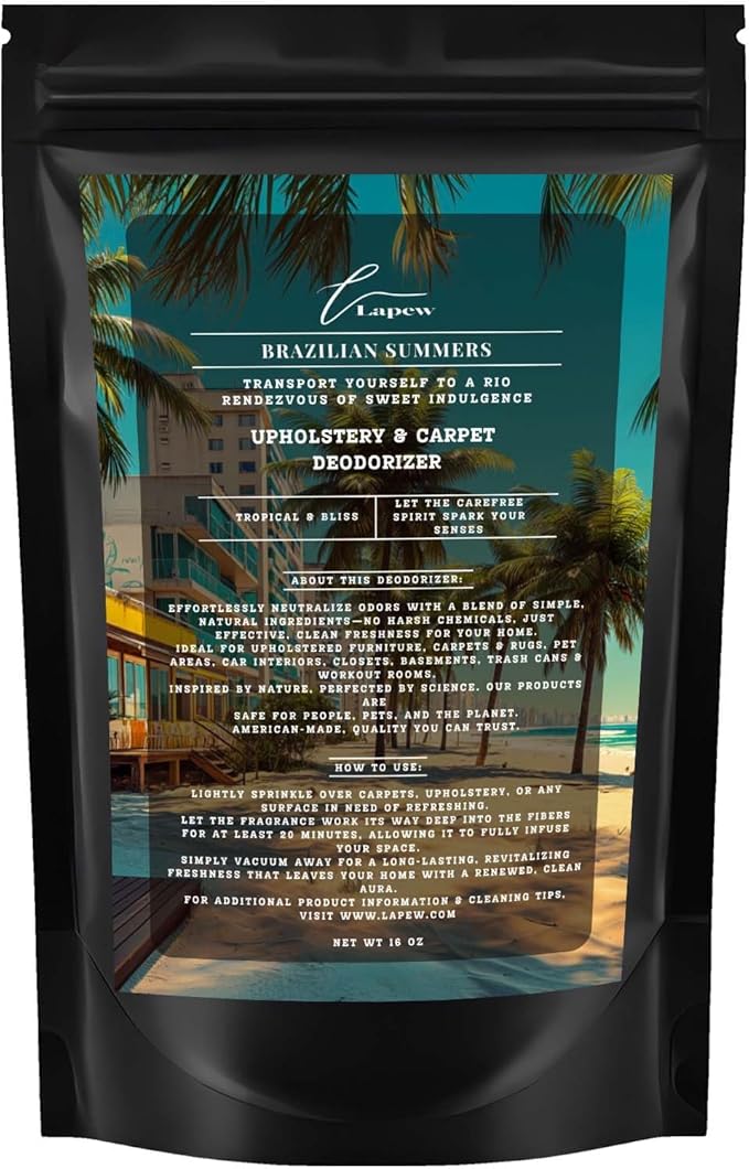 Brazilian Summers Carpet Freshener Powder: Powerful Odor Eliminator for Home, Upholstery Deodorizer, Carpet Deodorizer, Pet Urine, Cat Litter Box - Brazilian Crush Fragrance