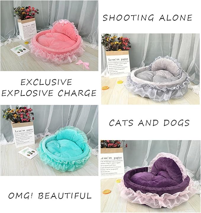 Creative Princess Lace Pet Bed Ruffled Nest for Dogs and Cats Soft Plush Comfortable Princess Sofa Pet Bed