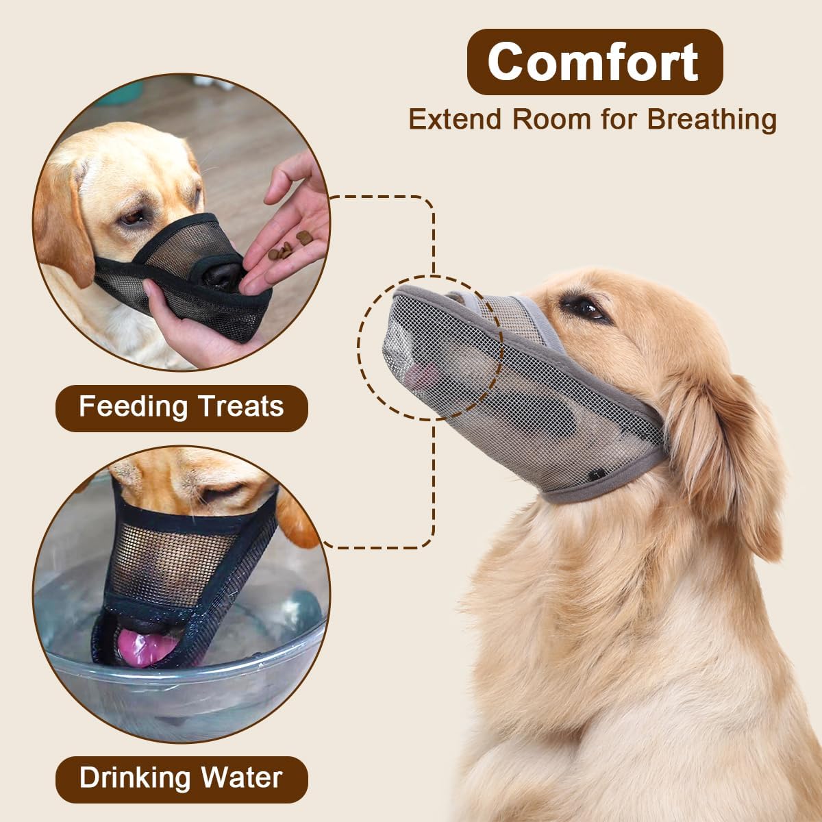 Crazy Felix Nylon Dog Muzzle for Small Medium Large Dogs Dachshund Beagle Poodle Labrador, Air Mesh Breathable and Drinkable Pet Mouth Guard for Anti-Biting Chewing Scavenging(XXXS, Black)