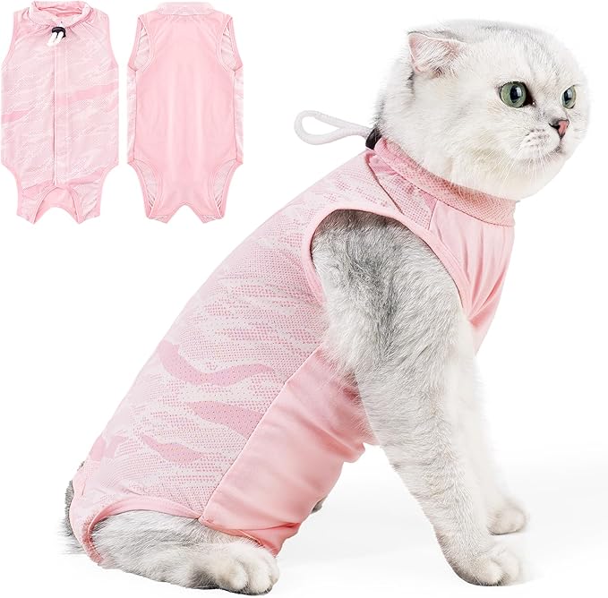 Cat Recovery Suit Cat Onesie for Cats After Surgery, Breathable Cats Surgery Suits Female for Abdominal Wounds, Kitten Recovery Suits E-Collar Alternative Onesie After Spay Anti Licking