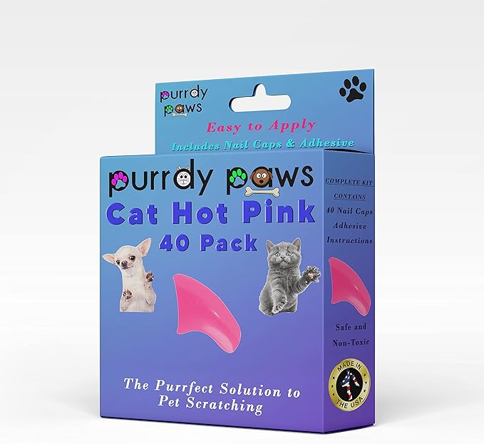 40 Pack Soft Nail Caps for Cat Claws HOT Pink Kitten