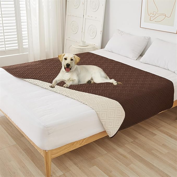 GIBZ Water Resistant Dog Bed Blanket Cover Large Anti Slip Pet Furniture Protector Washable Cat Quilted Mat for Couch, Coffee, 210x210cm
