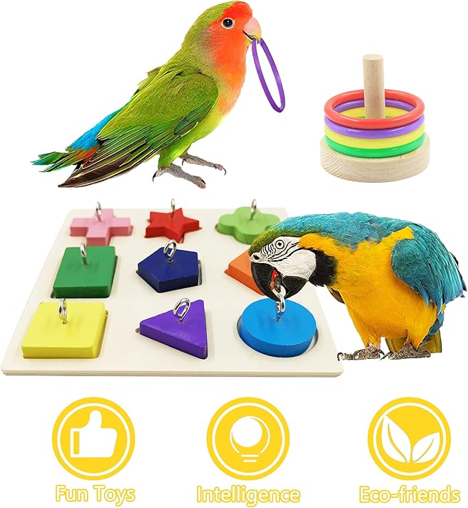 5 Packs Bird Toys Parrot Training Toys Parrot Wooden Block Puzzles Toy Bird Basketball Toy Small Sepak Takraw Bird Skateboard Bird Stacking Toy for Birds Parrot Training
