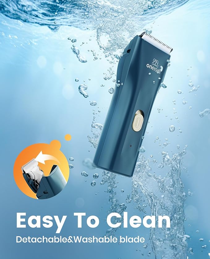 oneisall Quiet Pet Clippers, Cat Clippers for Matted Hair, Cordless Cat Hair Trimmer for Paw, Waterproof Pet Trimmers for Cats, Pet Shaver for Dogs and Cats