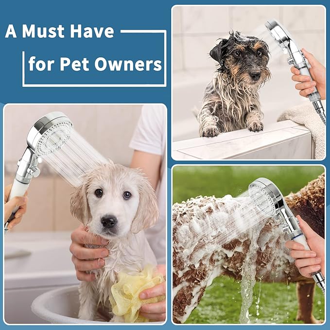 Klleyna Filter Dog Shower-Attachment for Bathtub-Faucet - ON/OFF Shower Head Attaches to Tub Spout, Pet Wash Hose Sink Sprayer (5 Adapters), Bathroom Kitchen Tap Extension for Hair Washing & Baby Bath