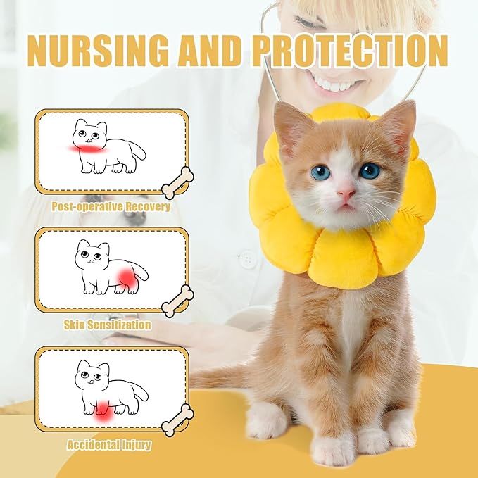 HOMBYS Soft Dog Cone for Dogs and Cats, Cute & Fluffy Flower Shape for Claming, Adjustable Dog Collar Alternative After Surgery, Protective Elizabethan Collar for Dogs Recovery & Stop Licking, S