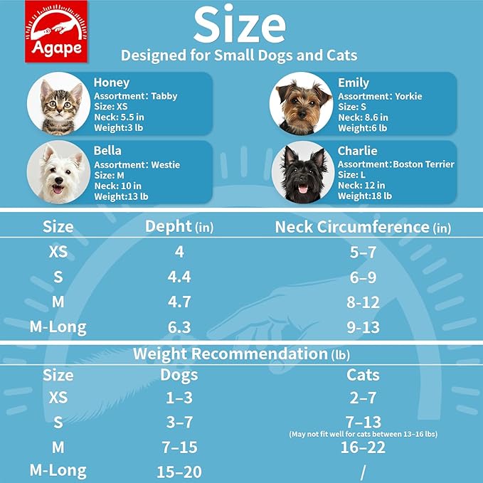 Agape Soft Dog Cone for Small Dogs & Cats, Comfy Dogs Recovery Collar After Surgery, Adjustable E Collar Alternative to Stop Licking, Protective Elizabethan Collars for Pup, Comfortable Dog Cones