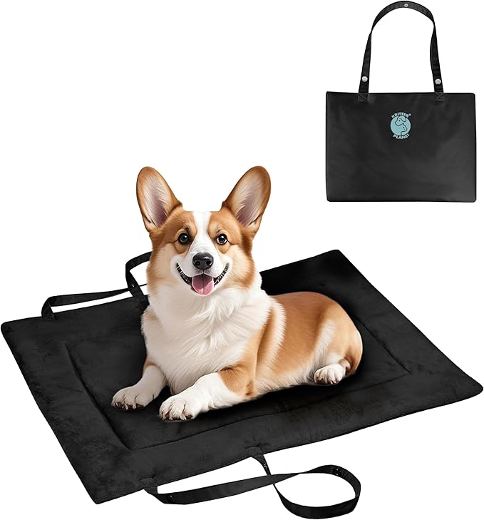 Kritter Planet Waterproof Foldable Dog Bed Pad for Camping & Travel, Portable Roll-Up Dog Bed Car Seat Pet Cushion Mat with Handles for Medium & Large Dogs, Indoor & Outdoor Use