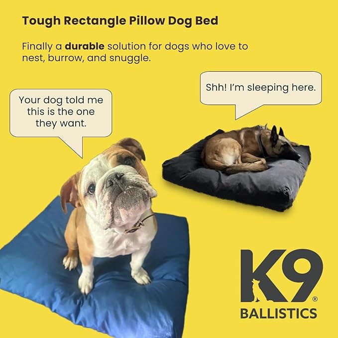 K9 Ballistics Tough Rectangle Pillow Dog Bed - Removable Cover, Washable, Durable & Water Resistant Dog Bed - X-Large, Taupe Premium Finish