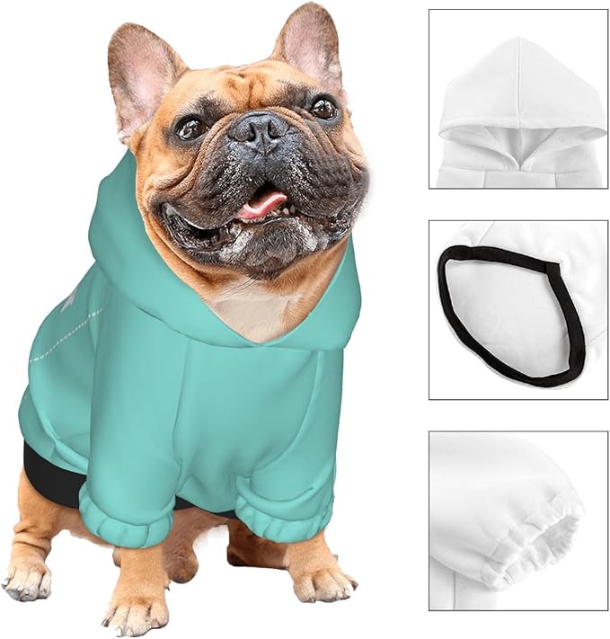 Dog Costume, Custom Dog Hoodie, Dog Name Costume Holiday Pet Pajamas Outfit, Personalized Pet Coat Costumes for Small Medium Large Dogs and Cats for Winter, Turquoise, XXS