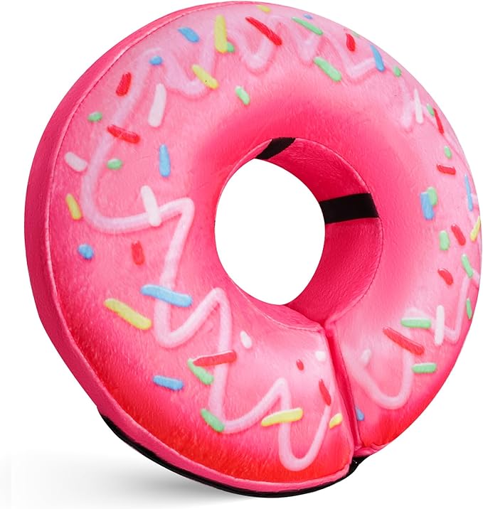 Katoggy Inflatable Dog Cone Collar for Dogs After Surgery, Soft Adjustable Blow up Donut Dog E-Collar for Small Medium Large Dog and Cats,Pink Donut