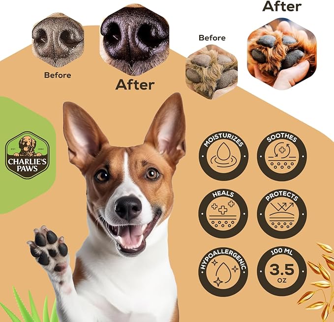 CHARLIE'S PAWS Paw Balm for Dog and Cat Paw Pad Balm Dog Nose Balm Cat Butter Paw Moisturizer Protect Dry Cracked Paw Foot Paw Elbows with 100% Natural Oil 3.5 Oz (2 Pack Aloe & Oats)