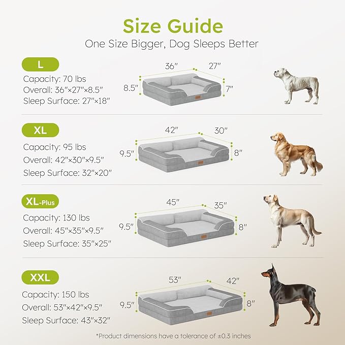 Extra Large Dog Bed, Orthopedic Dog Bed with Cooling Gel Memory Foam, Waterproof XL Pet Bed with Removable Washable Cover, 42" Pet Sofa Couch Dutch Velvet with Bone Toy, Light Gray
