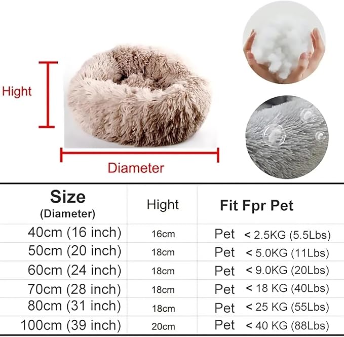 Calming Dog Bed for Small Dogs, Calming Donut Cuddler Pet Bed Anti Anxiety Round Dog Bed Fluffy Plush Faux Fur Cat Bed,Gradient Yellow,31.5IN