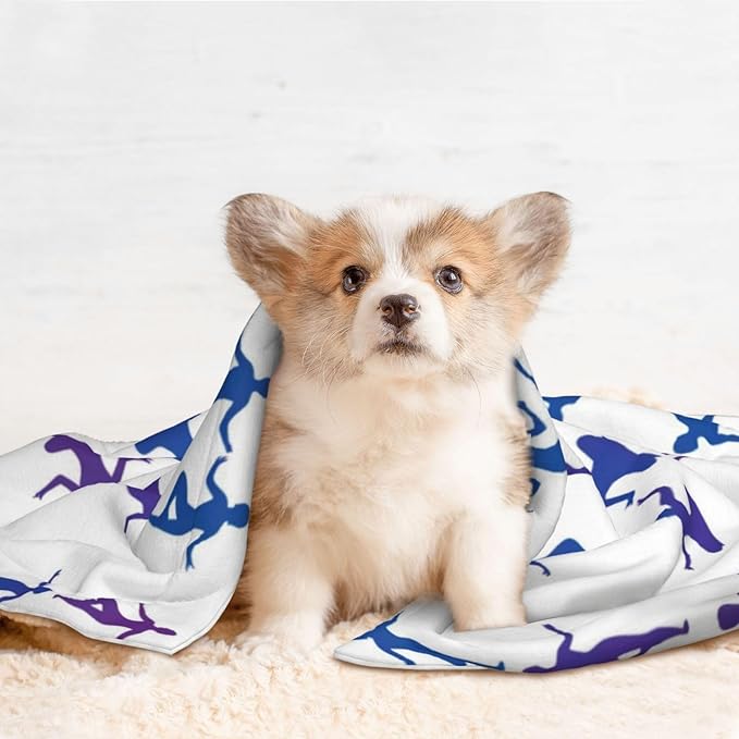 Reversible Plush Throw for Dogs and Cats, Gymnastics Game, Double Sided Blanket with Nubby Dot Side and Sleek Side Ideal for Cuddling Nesting Security