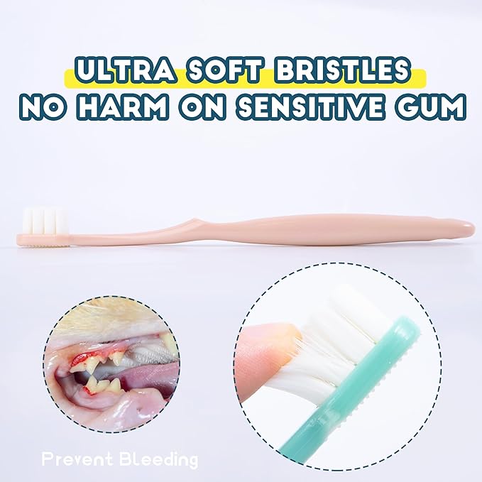 Dog Toothbrush Kit 2 Pack, Ultra Soft Pet Tooth Brush for Medium to Large Dogs & Cats, Animal Teeth Brushing Kit for Easy Dental Cleaning, 2 Pcs, Green