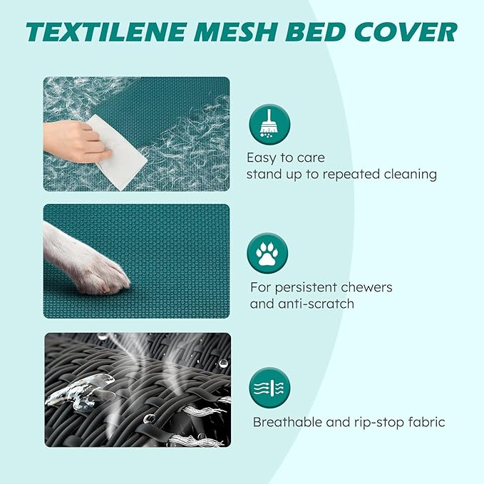 Heeyoo Elevated Dog Bed, Cooling Raised Pet Cot with Chew Proof Washable Breathable Mesh and Metal Frame, Portable Dog Cot Bed with No-Slip Feet for Outdoor or Indoor Use