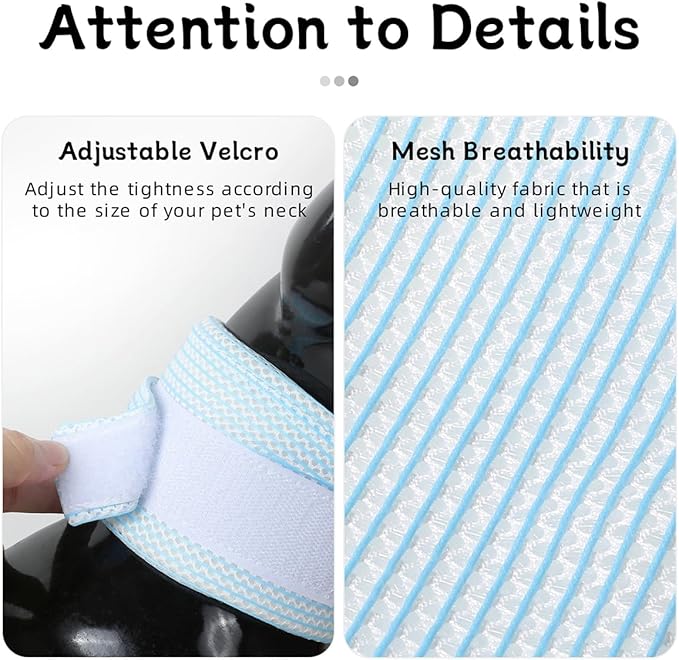 Cat Neck Brace Cover - Breathable & Adjustable Elizabethan Collar for Post-Surgery Recovery Anti-Scratch Anti-Lick Protection, Cervical Cone for Small Medium Large Dogs Puppies Kittens (X-Large,Blue)