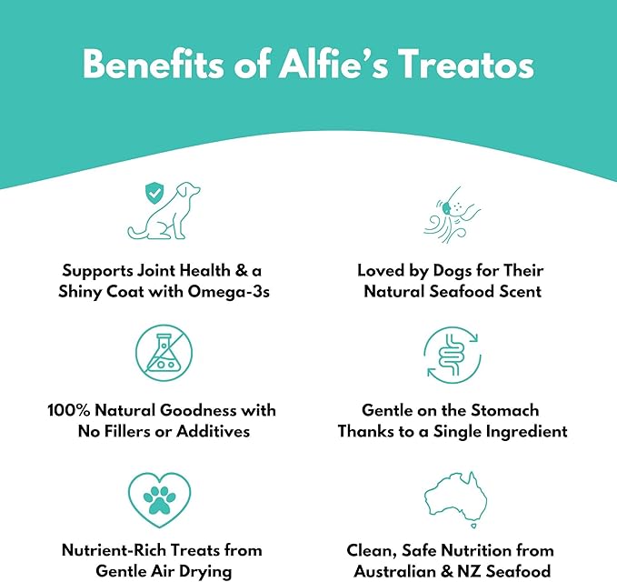 ALFIE'S TREATOS Sardines for Dogs & Cats (10.6 oz, 4x2.65 oz), Bulk Bundle, Air-Dried Fish Dog Treats, Omega-3 Food Topper, Single Ingredient, Australian Wild-Caught, Freeze-Dried Alternative
