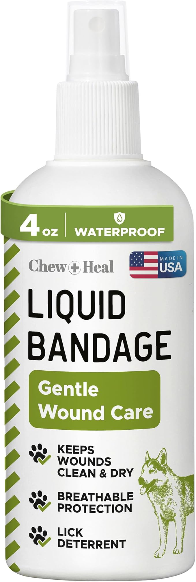 Pet Liquid Bandage for Dogs - 4 oz Spray with Aloe - Wound Care for Dogs Including Cuts, Scrapes, and Stitches - Breathable and Waterproof