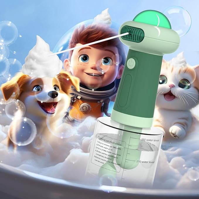 Electric Dog Shampoo Dispenser,IPX7 Cat Shampoo Sprayer,Pet Bath Supplies Automatic Foaming Shampoo Dispenser for Dog Deep Cleaing,Kitchen Sink，Bathroom Green