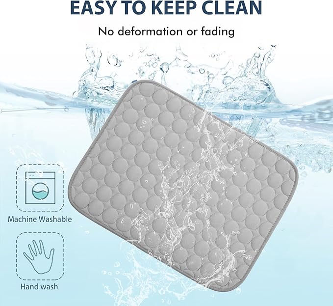 MICROCOSMOS Summer Cooling Mat & Sleeping Pad- Water Absorption Top, Materials Safe, Easy Carry, EZ Clean. Keep Cooling for Pets, Kids and Adults.(Grey, 19" x 15")