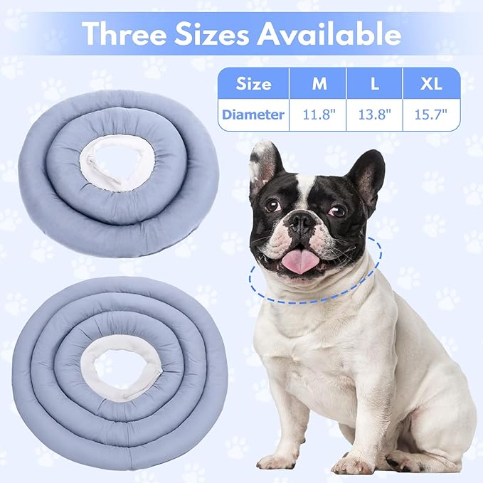 Dog Recovery Collar, Breathable Adjustable Soft Dog Cone, Waterproofing Cat Neck Cone, Pet Donut Collar After Surgery (Blue Gray, XL)