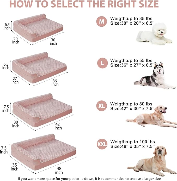 BFPETHOME Orthopedic Dog Beds for Large Dogs-Waterproof Sofa Pet Bed with Removable Washable Cover, Big Dog Bed with Waterproof Lining and Nonskid Bottom,Pet Bed for Large Dogs