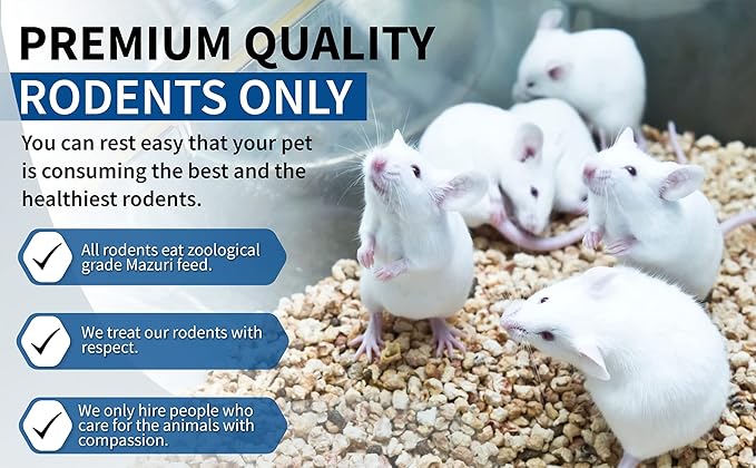 MiceDirect- 50 Rat Weanlings- Fresh Fast Frozen Food Feeders for SubAdult Ball Python Red Tail Boa Monitor Lizard Birds of Prey Pet Reptiles