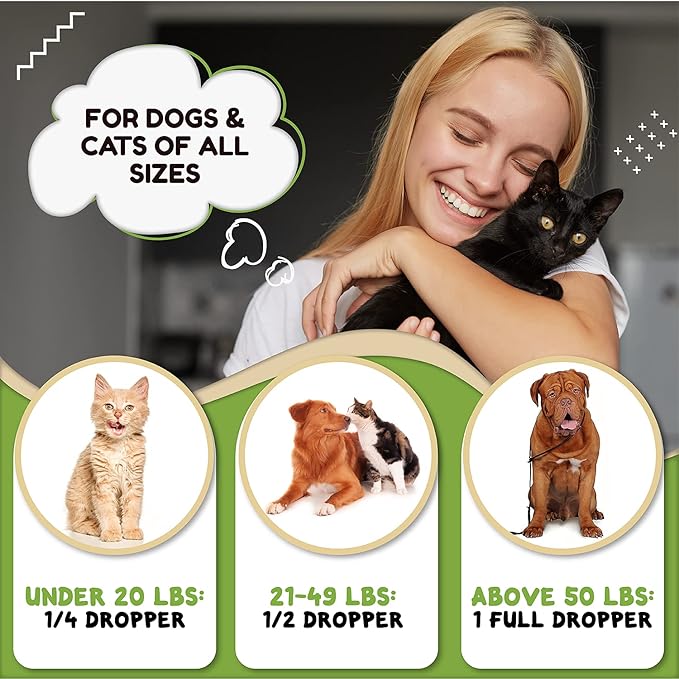 Hemp Oil for Dogs and Cats - Helps with Anxiety, Pain, Stress, Sleep, Arthritis, Seizures Relief - Hip and Joint Support - Calming Drops