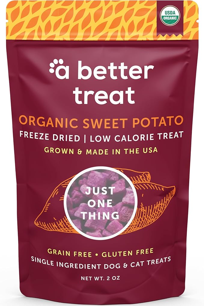 A Better Treat – Freeze Dried Organic Purple Sweet Potato Dog and Cat Treats, Organic, Single Ingredient | Natural, Healthy, Diabetic Friendly | Made in The USA
