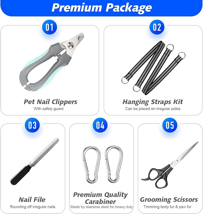 Pet Grooming Hammock for Medium/Large Dogs with Nail Clippers/Nail Trimmers/Grooming Scissors, Dog Grooming Harness for Nail Trimming, Pet Grooming Sling Helper