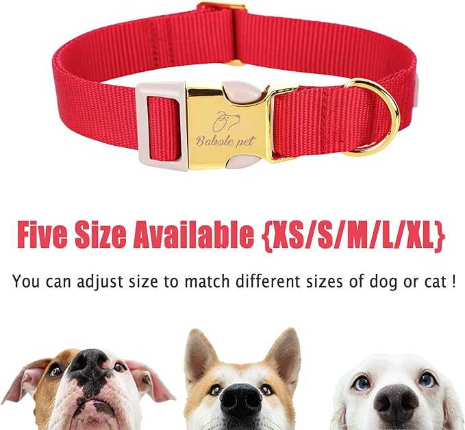 Nylon Dog Collar - Adjustable Burgundy Red Soft Webbing Dog Collars for Small Medium Large Dogs Boy Girl Puppy Collar with Safety Metal Buckle XS