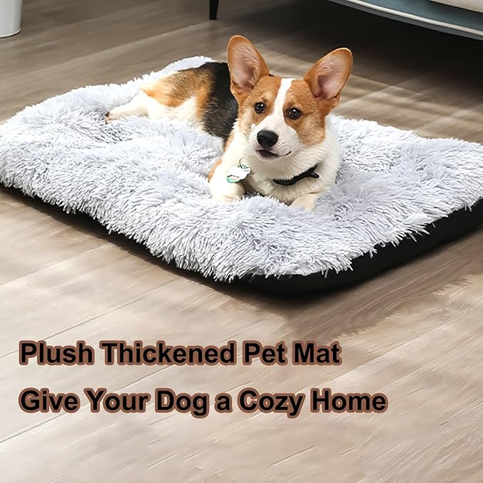 Dog Crate Mat, Dog Bed for Large Dogs, Comfy Fluffy Kennel Pad Anti-Slip for Dog beds & Furniture, Quilted Dog Bed for Pets for Medium/Small Dogs Cats (Color : Apricot, Size : 16.9x11)