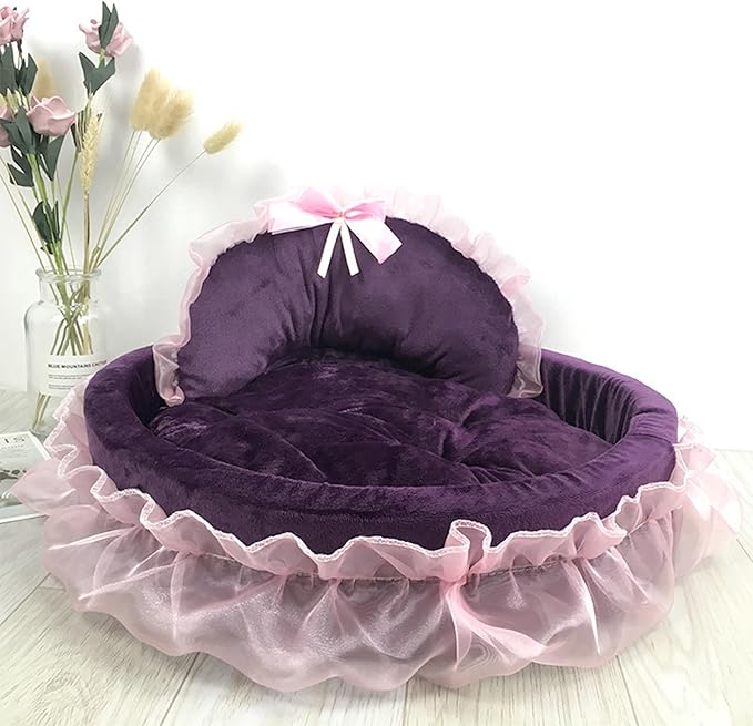 Creative Princess Lace Pet Bed Ruffled Nest for Dogs and Cats Soft Plush Comfortable Princess Sofa Pet Bed